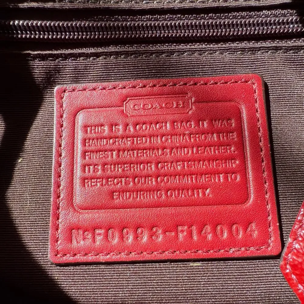 Coach Patchwork Gallery Tote Red Signature Multi-Material Bag F14004